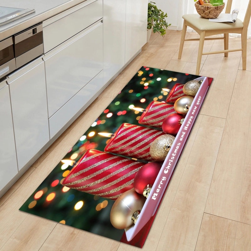Festive Christmas Tree Santa Snowman Flannel Floor Mat Cozy Holiday Bedding|Home Decor