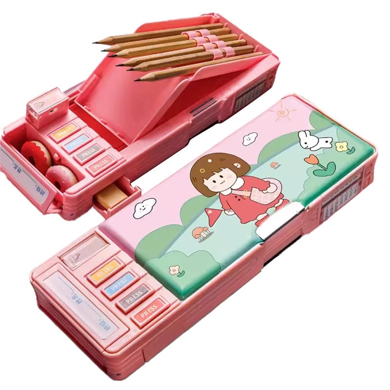 Multi-functional Double-layer Large Capacity Pencil Case for Primary School Students|School Supplies