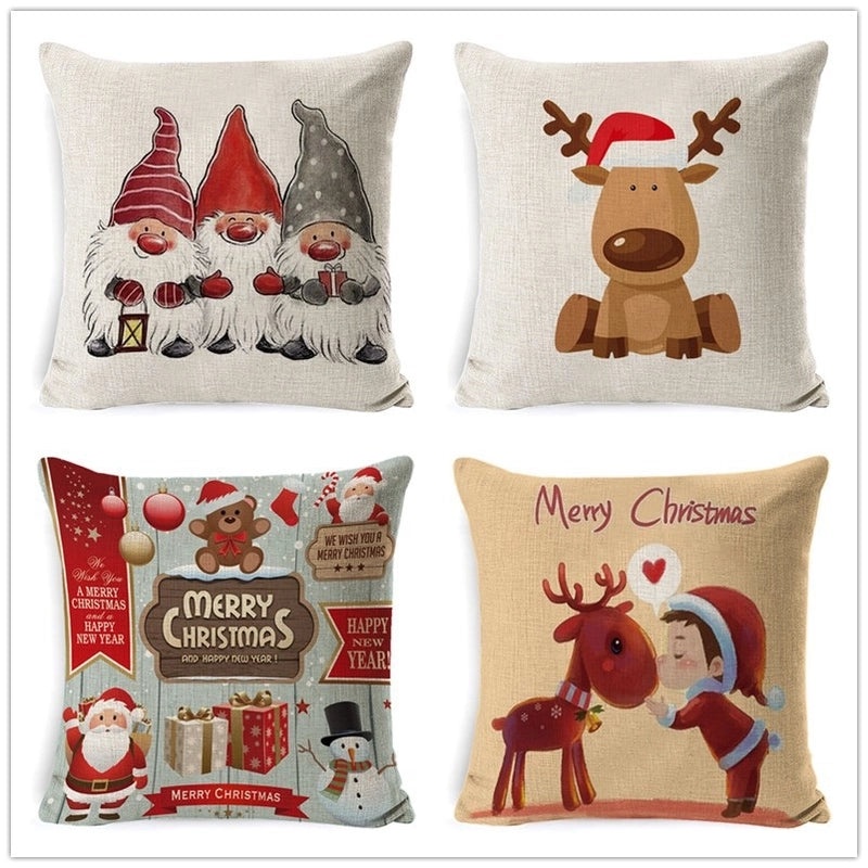 Christmas Geometric Snowflake Cartoon Cushion Cover for Couch Sofa | Home Decor & Cushions