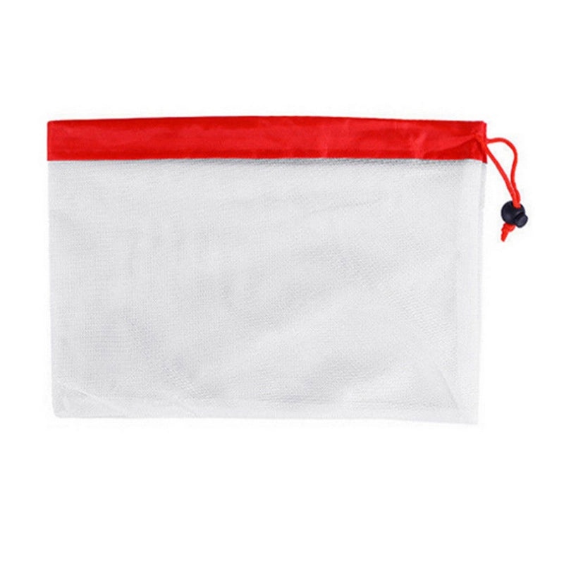 Reusable Patchwork Polyester Mesh Produce Bag with Drawstring | Grocery Storage & Shopping Bags
