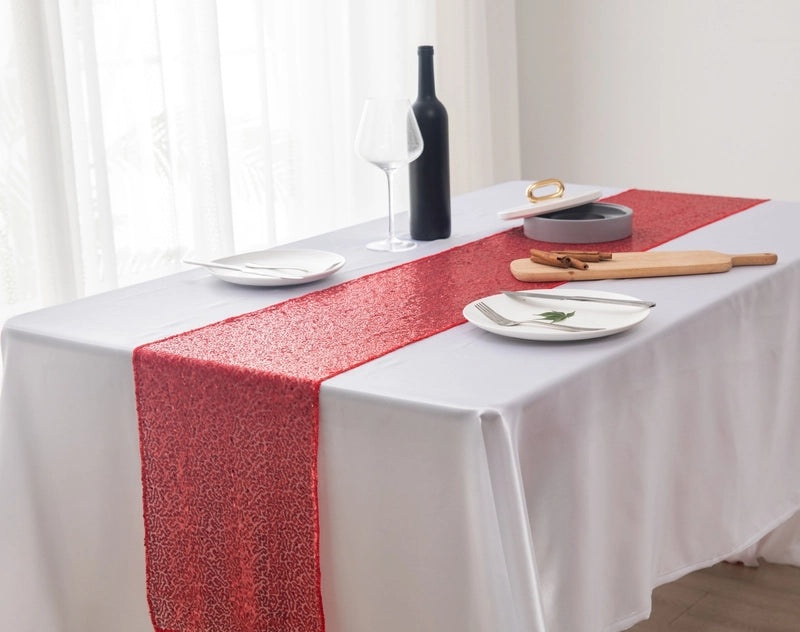 Embroidered Polyester Sequin Table Runner for Wedding & Christmas Decor | Home & Living Table Linens