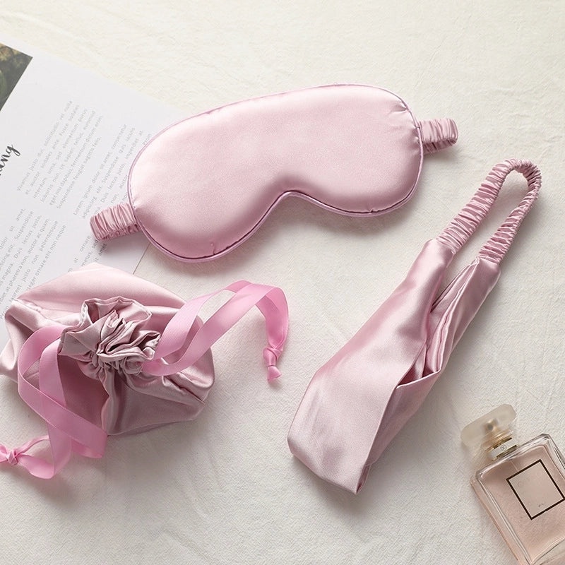 Silk Eye Mask Hair Band and Cloth Bag Set | Sleep Accessories