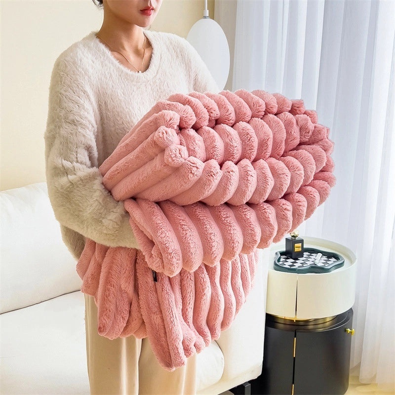 Rabbit Plush Multi-use Nap Blanket Soft Summer Aircon Quilt Small Sofa Car Cover Blanket|Home & Living Textiles