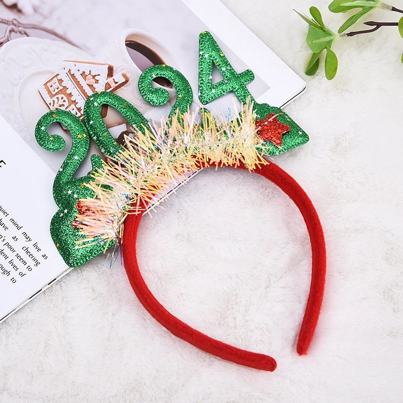Christmas 2025 Sequin Headband Festive Holiday Party Headwear Cute Digital Decorative Hairband|Party Accessories