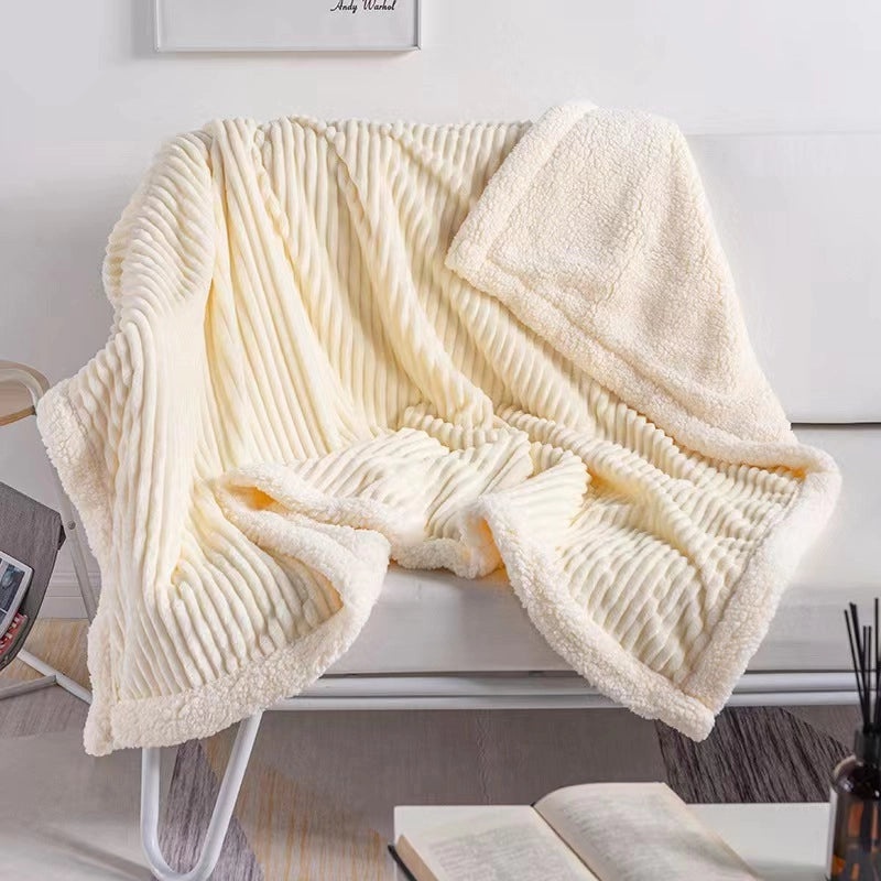 Double Layer Lambskin Flannel Blanket for Summer | Home & Living