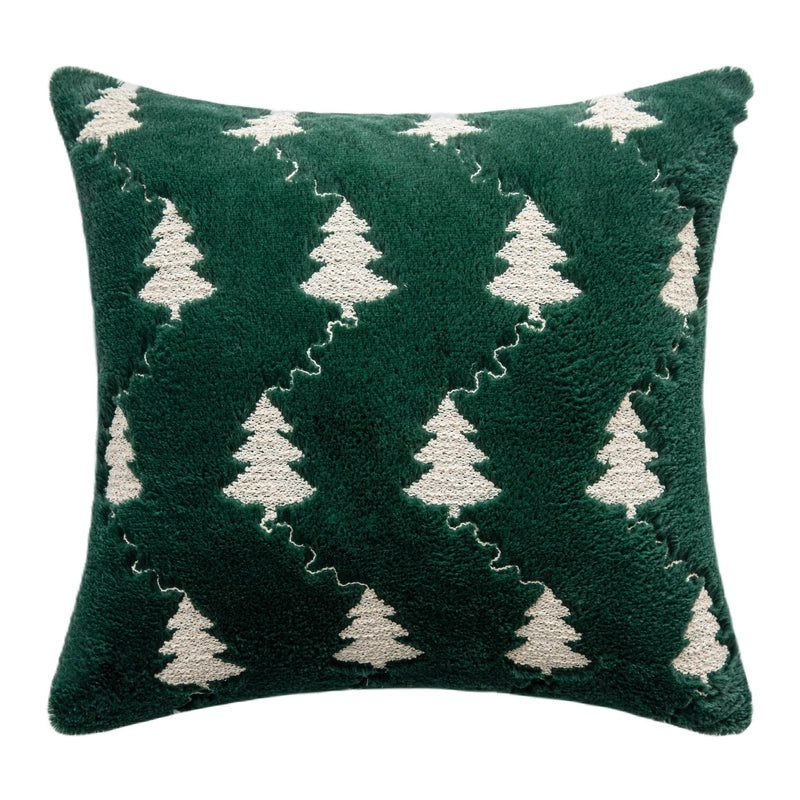 Festive Plush Snowflake & Christmas Tree Embroidered Sofa Cushion Cover|Home Decor & Living Room Accessories