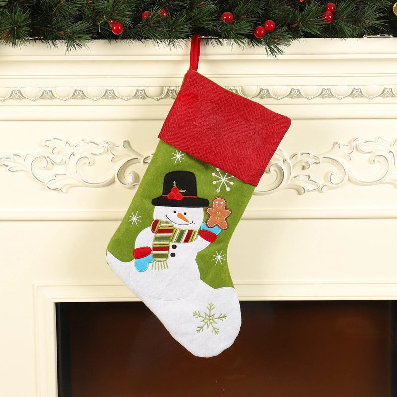 2023 Christmas Linen Gift Bag with Santa Claus Embroidered Socks Christmas Stocking Holiday Gifts|Christmas Decorations & Gifts