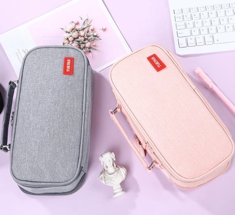 Simple Solid Color Oxford Fabric Pencil Case for School Use|Stationery & Office Supplies