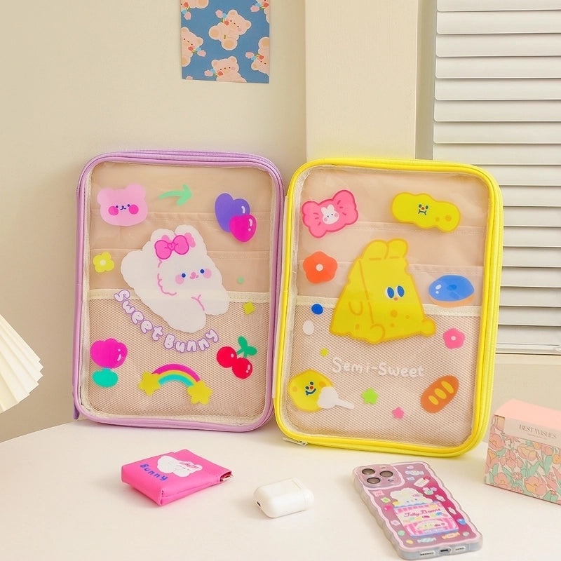 Girls Cute Summer Cartoon Clear PVC 11 Inch iPad Tablet Sleeve|Kids Tablet Accessories
