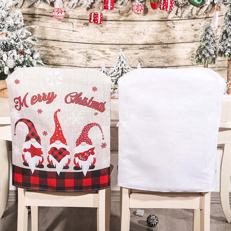 Christmas Santa Claus Linen Chair Cover Nonwoven Holiday Party Decoration|Home & Living > Holiday Décor > Christmas Decorations