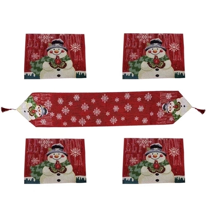 Festive Snowman Cotton Linen Table Runner for Christmas | Christmas Table Decor
