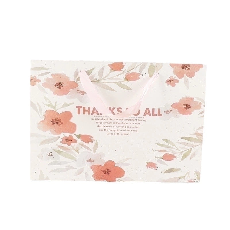 Korean Colorful Floral Pink Paper Gift Bag for Clothing Shopping and Packaging | Gift Bags & Packaging
