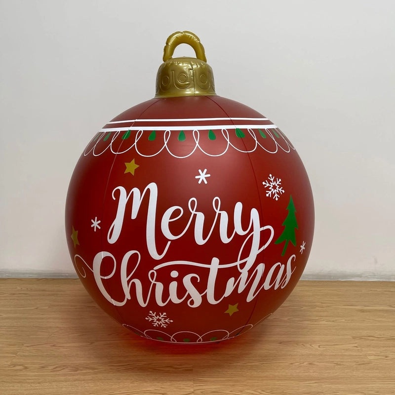 Festive Christmas Snowflake PVC Ball with Letter Stripes for Outdoor Decoration|Holiday Outdoor Decor