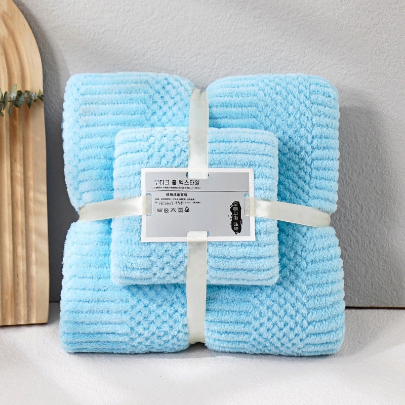 Coral Fleece Bath Towel Set for Mom Thick Absorbent Two-Piece Towel Gift|Home & Bath