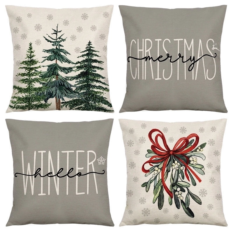 Christmas Tree Letter Linen Pillow Covers|Home Decor Pillows
