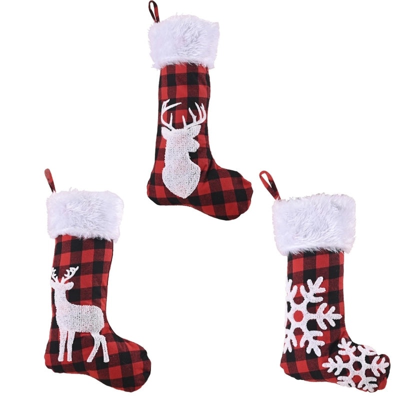 Festive Red Black Plaid Christmas Tree Socks Pendant | Jewelry & Accessories