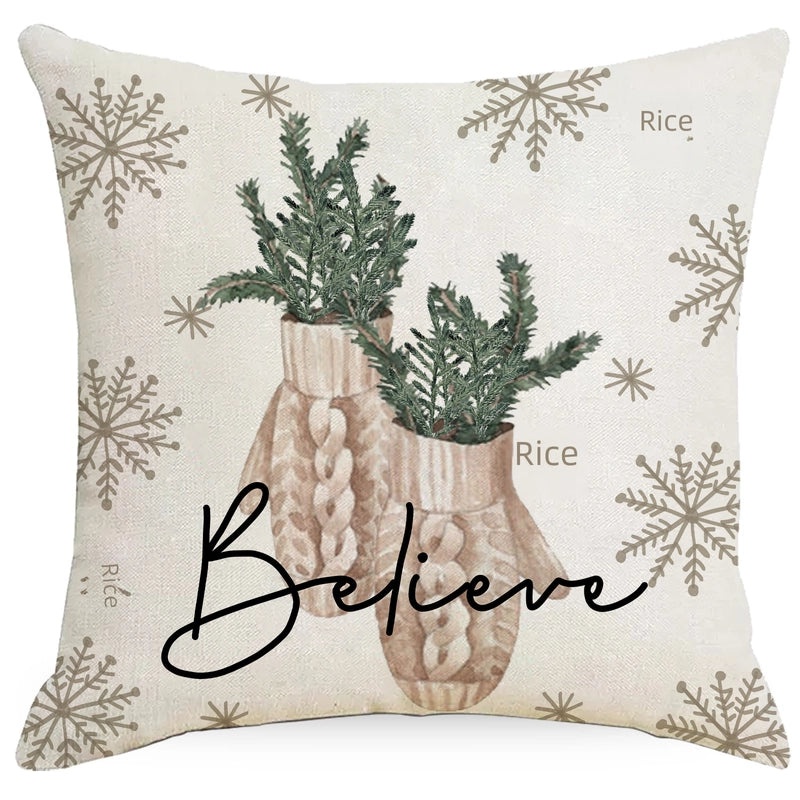 Christmas Snowflake and Deer Printed Cushion Cover for Home Sofa Pillow | Home Decor & Cushions