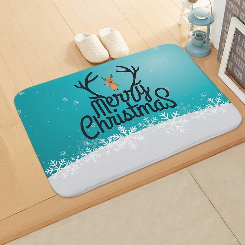 Festive Christmas Tree and Snowflake Flannel Floor Mat | Home Decor & Seasonal Rugs
