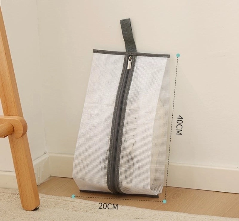 Stylish Houndstooth PVC Shoe Bag with Solid Color Design | Shoe Bags & Travel Accessories