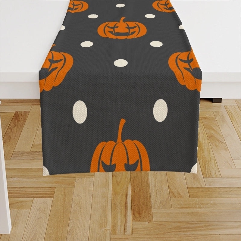 Ethnic Halloween Linen Tablecloth with Color Block Design for Vacation | Home Decor Table Linens