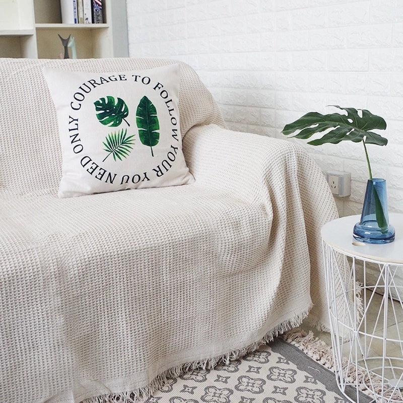 Nordic Minimalist Waffle Sofa Blanket Protective Dust Cover Full Fabric Sofa Towel|Home Textile Accessories