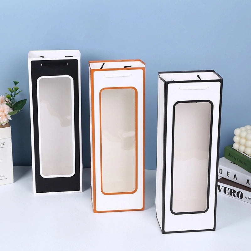 Valentine's Red Wine Gift Bag with Transparent Window|Gift Bags & Packaging