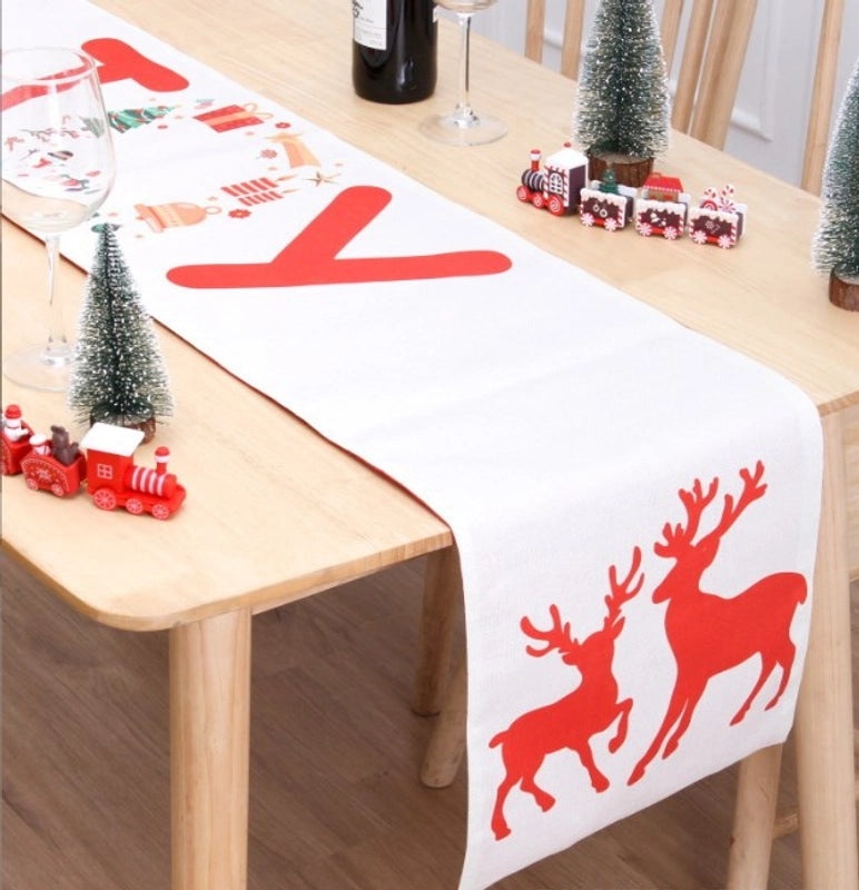 Christmas Holiday Table Runner and Chair Covers with Santa Claus, Snowman Design | Home Decor & Party Supplies