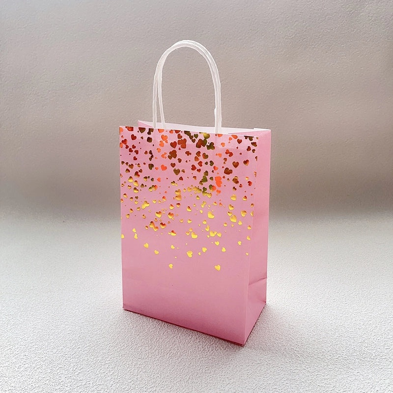Love Spot Gilding Kraft Paper Gift Bag with Paper Rope Handle | Gift Bags