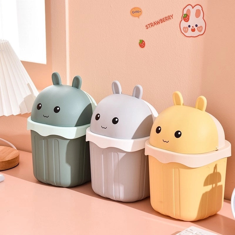 Mini Desktop Trash Can with Lid Cute Small Household Waste Bin Creative Coffee Table Trash Container|Home & Kitchen Storage