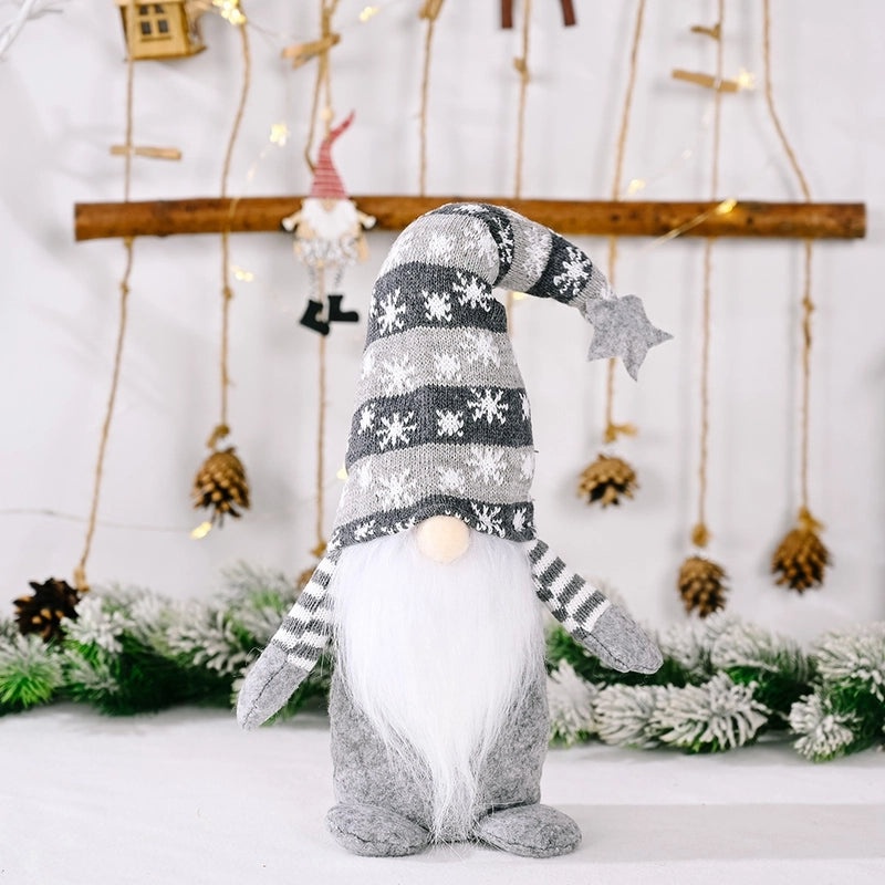 Festive Knitted Hat with Christmas Star, Snowflake, and Rudolph Decorations|Holiday Accessories