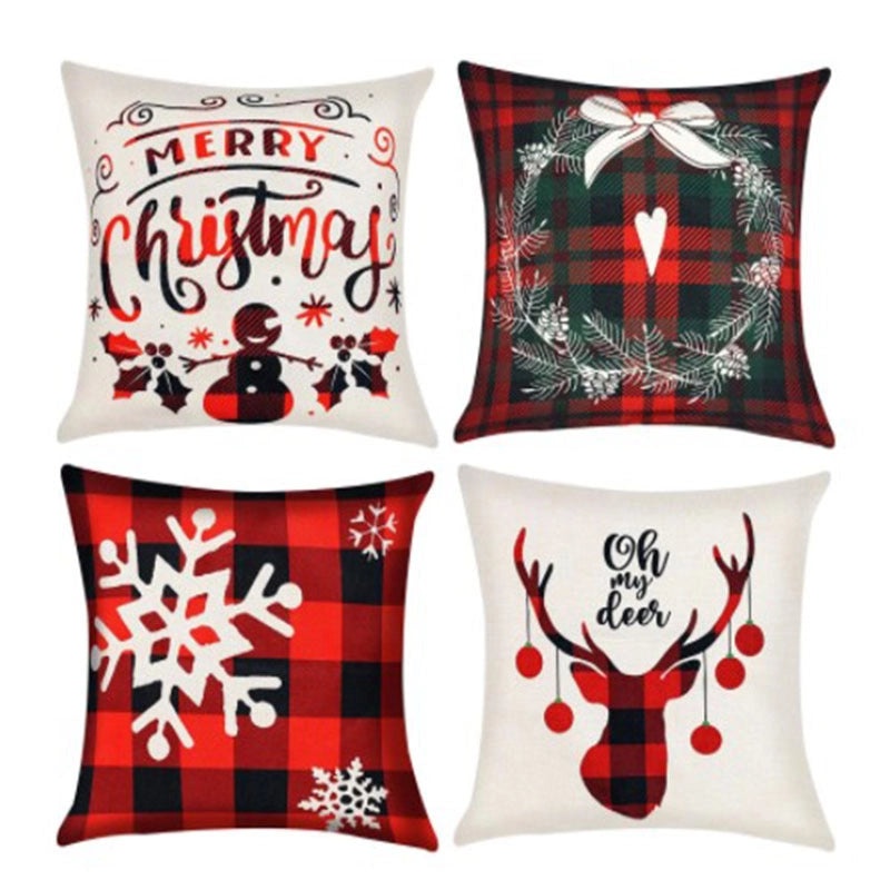Christmas Geometric Snowflake Cartoon Cushion Cover for Couch Sofa | Home Decor & Cushions