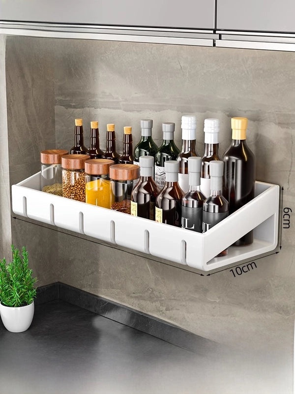 Punch-free Wall-mounted Kitchen Storage Rack Gray Seasoning Holder Space-saving Organizer|Kitchen Storage