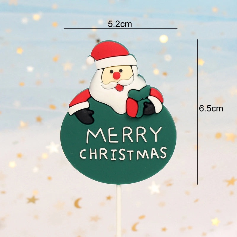 Christmas Cake Decoration Set Soft Glue Plug-in Christmas Tree Santa Snowman Reindeer Holiday Decor|Christmas Cake Decorations