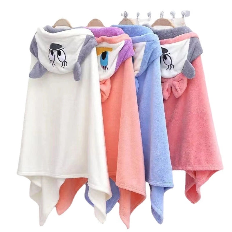 Soft Coral Fleece Kids Hooded Bathrobe Quick Dry Absorbent Baby Towel|Children's Bathrobes & Towels