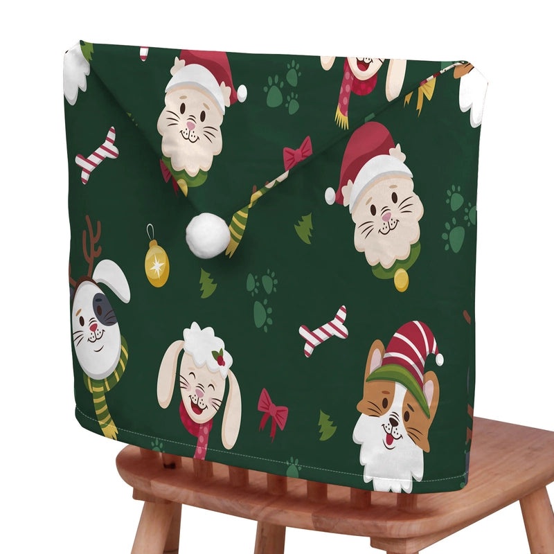 Christmas Animal Santa Chair Cover Polyester Holiday Party Decor|Holiday Party Supplies