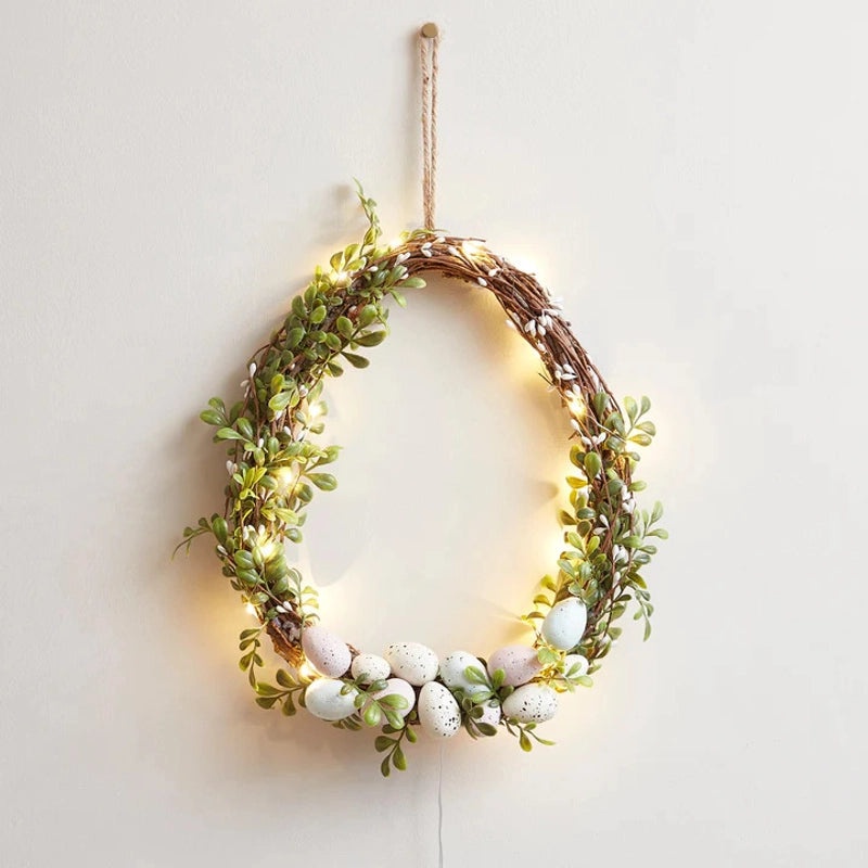 Vertical Hong Easter Wreath with Realistic Simulation Eggs and Flowers for Spring Door Hanging Decoration|Home Decor