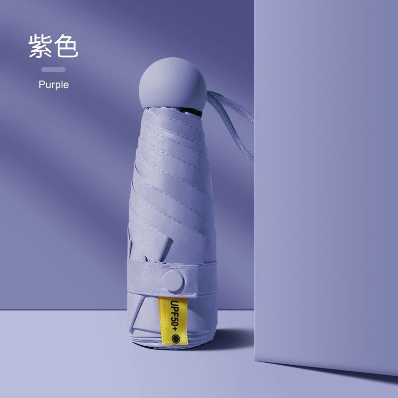 Contrast Color Folding Umbrella UV Protection Five-Rib Lightweight Compact Rain and Sunshade for Women|Umbrellas & Rain Gear