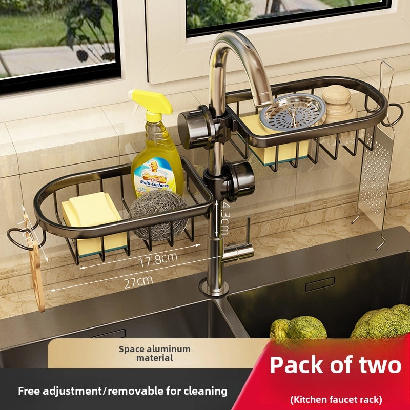 Punch-Free Kitchen Sink Faucet Organizer Rack | Kitchen Storage & Organization