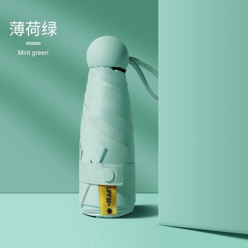 Contrast Color Folding Umbrella UV Protection Five-Rib Lightweight Compact Rain and Sunshade for Women|Umbrellas & Rain Gear