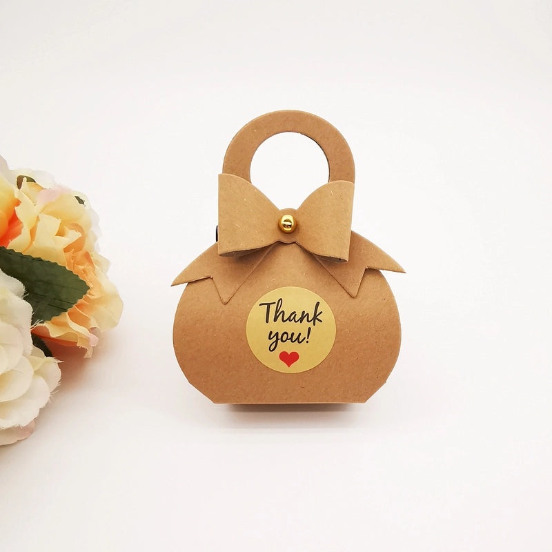 Handmade Kraft Paper Candy Box with DIY Sticker | Wedding Party Favor Boxes & Creative Packaging