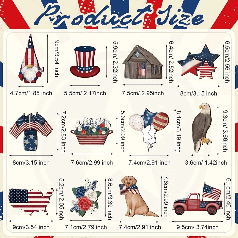 American Flag Animal Wood Decor for Festivals and Parties | Home Decor