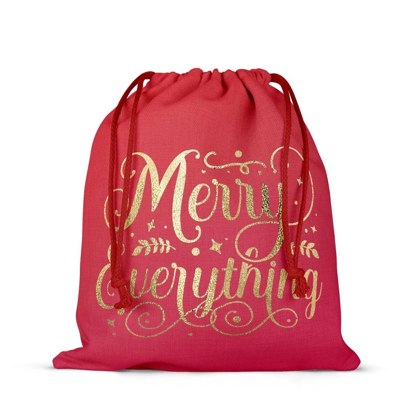 Christmas Linen Drawstring Gift Bag Portable Backpack Travel Storage Pouch | Gift Bags & Packaging