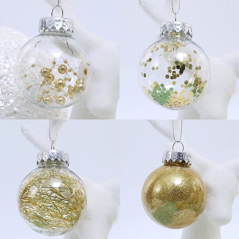 Set of 24 Transparent Plastic Christmas Balls 6cm & 8cm | Christmas Tree Decorations | Holiday Ornaments | Xmas Pendants | Festive Decor | Christ