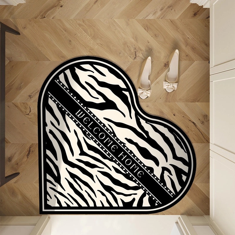 Pastoral Heart-Shaped Polyester Bath Mat - Casual Elegant Design for Bathroom Decor|Home & Living Bath Rugs