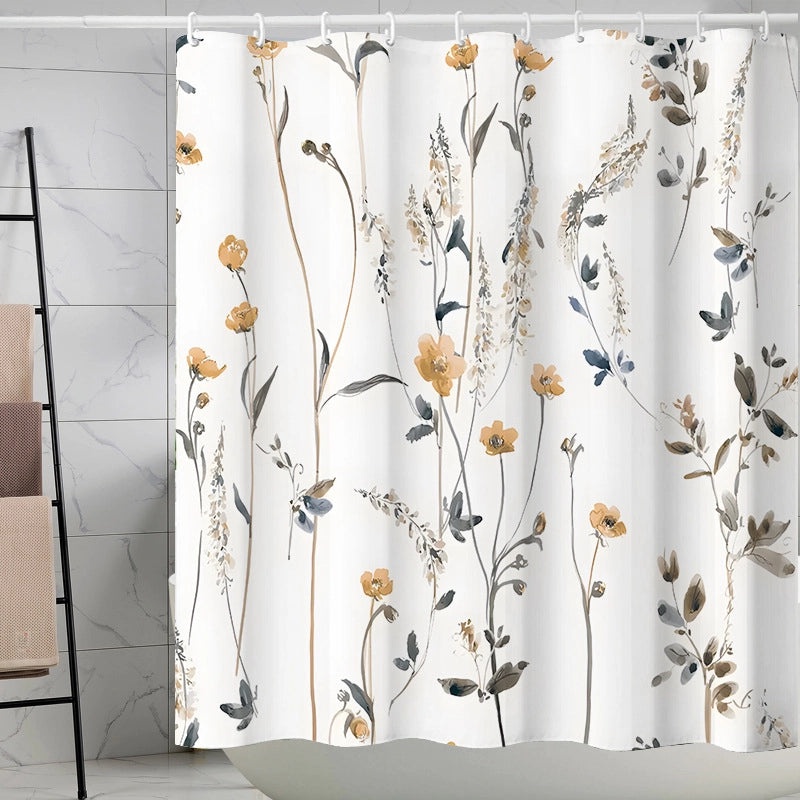 Waterproof Tropical Jungle Leaf Shower Curtain with Hooks 3D Printed Polyester for Bathroom|Shower Curtains & Accessories