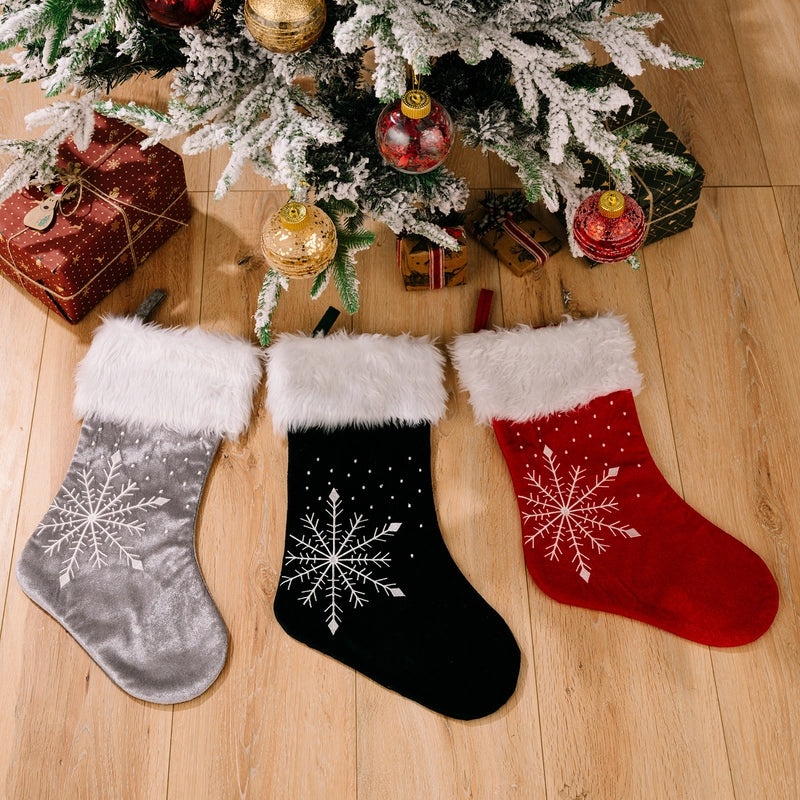 Christmas Electric Embroidery Snowflake Socks High-Grade Christmas Gift Bags Window Decorations|Christmas Decorations