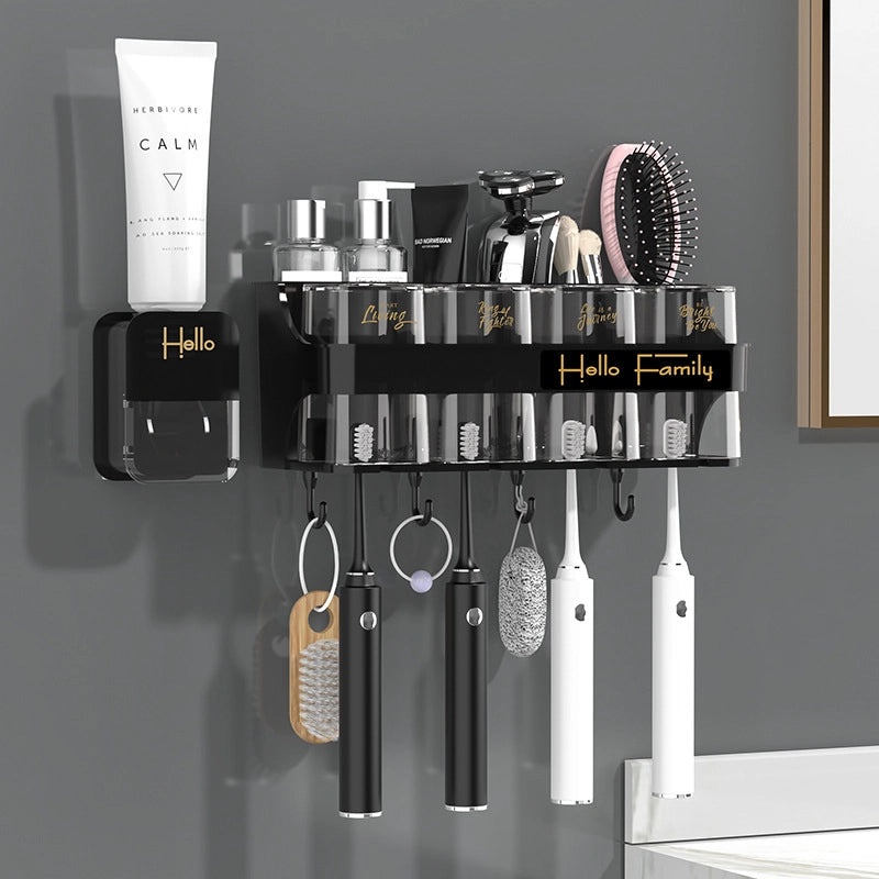 Wall-mounted Toothbrush and Gargle Cup Holder Non-drill Bathroom Storage Box | Bathroom Accessories
