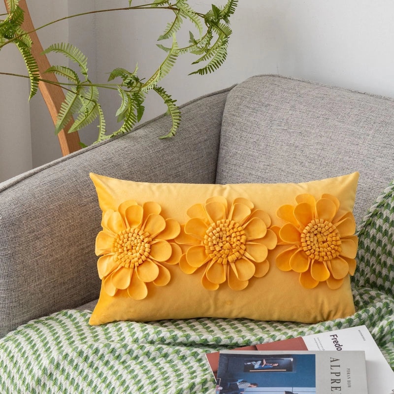 Cute Letter Flower Velvet Throw Pillow Cover for Couch Sofa Decor|Home Decor Pillows