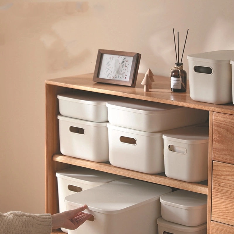 Durable Solid Color Plastic Organizer Box for Home and Office Storage|Storage & Organization