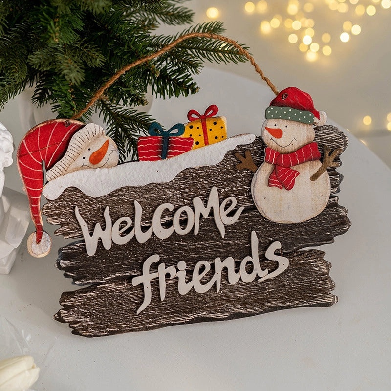 Christmas Cute Santa Claus and Snowman Wooden Hanging Ornaments for Holiday Party Decorations|Christmas Decorations